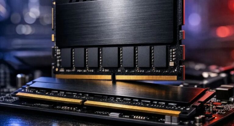 Diagram showing how to check motherboard RAM compatibility, including RAM slots and steps to verify system specifications before upgrading memory.