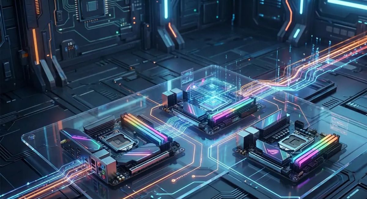 Motherboard close-up showing circuit board, chips, and connectors explaining why are motherboards so expensive due to advanced technology and complex design.