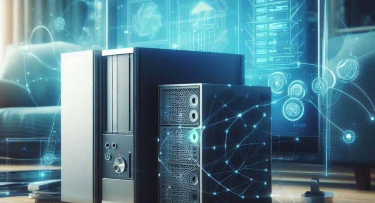 Motherboard for DIY NAS installed with multiple hard drives in a custom storage server