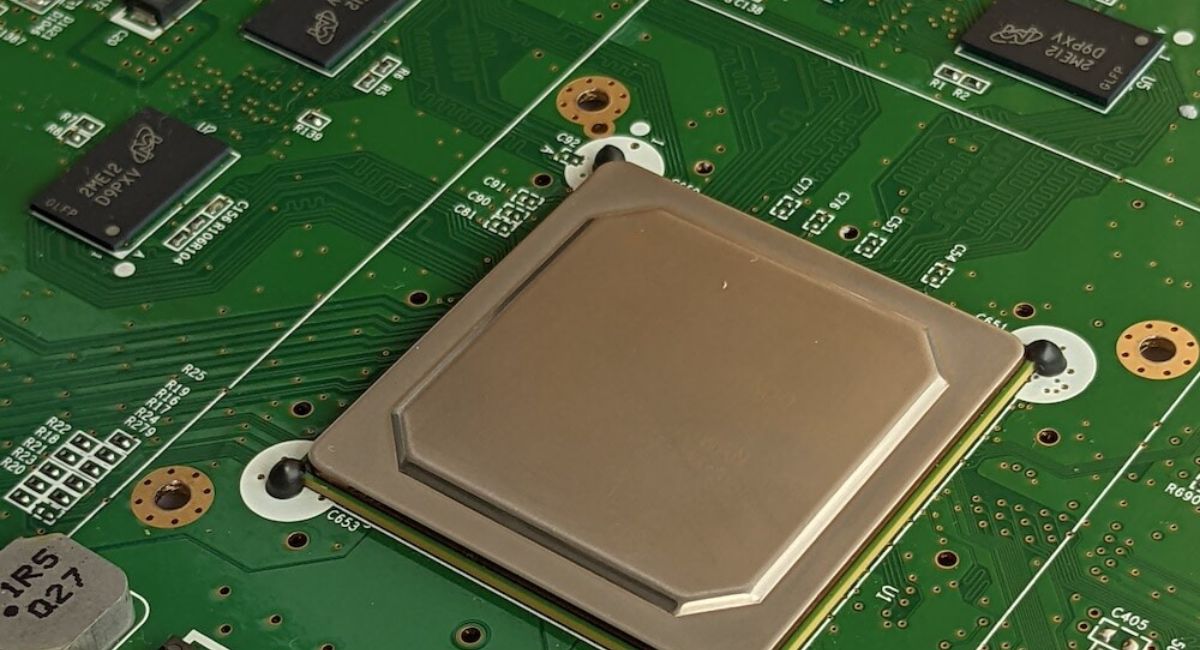 Nintendo Wii motherboard circuit board showing CPU, GPU, memory chips, and wireless modules used in Wii gaming console for efficient performance.