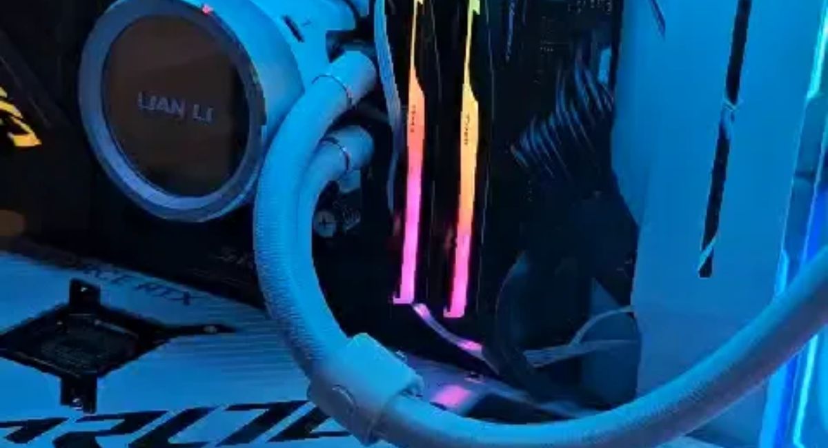 Computer motherboard displaying motherboard code 15 on debug LED during system startup with RAM and hardware troubleshooting setup visible.
