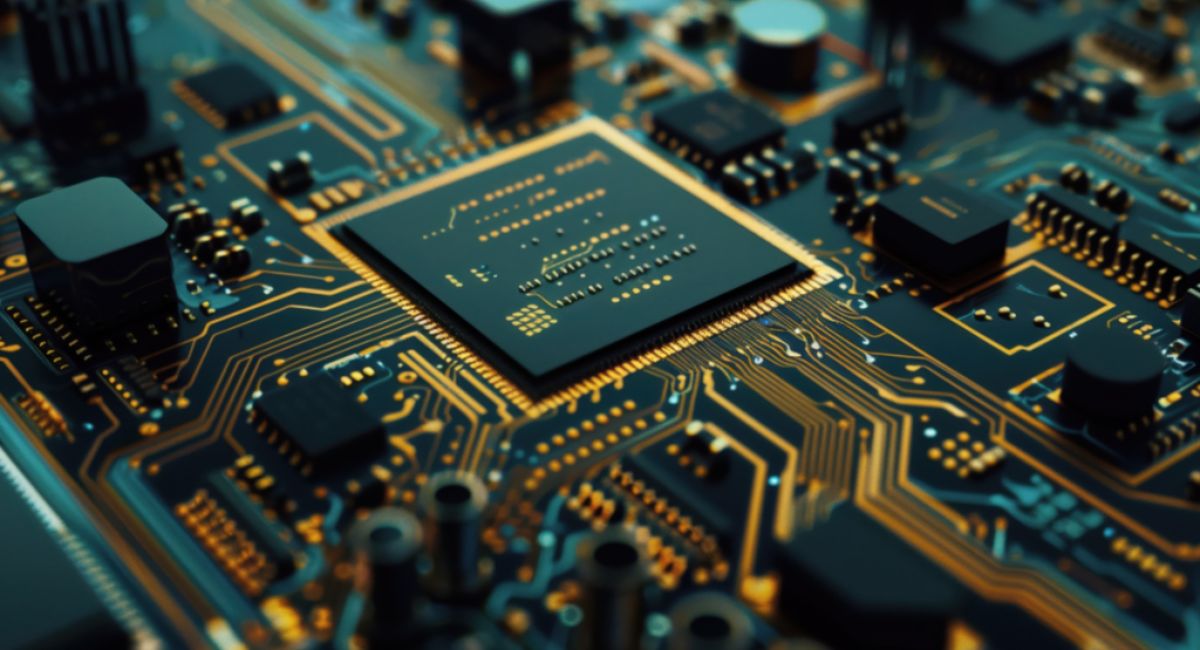 Labeled motherboard diagram showing CPU socket, RAM slots, chipset, and main components of a computer motherboard