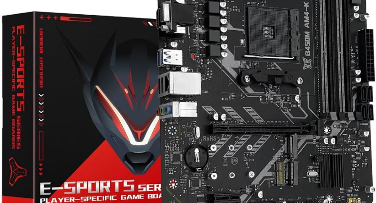 B450 motherboard installed in a gaming PC build