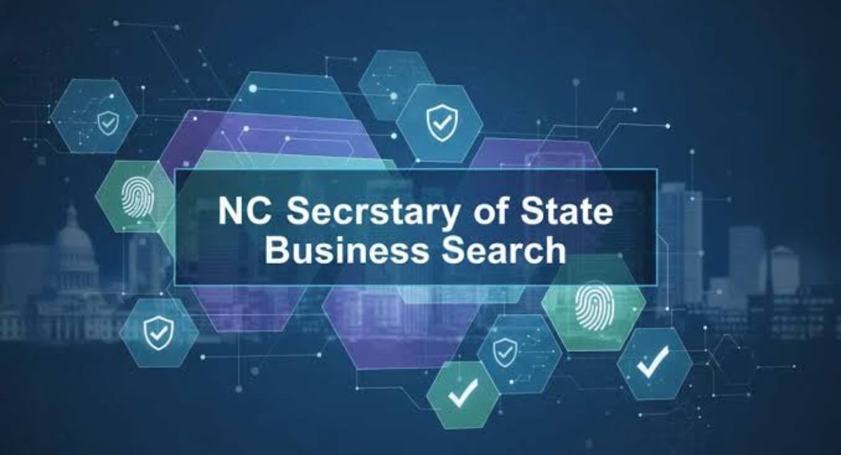 NC Secretary of State business lookup portal showing company search results, SOS IDs, entity status, filings, and reports.